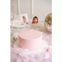 Fényképtartós szív alakú tortadísz - Arany (2 db)