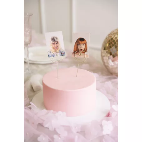 Fényképtartós szív alakú tortadísz - Arany (2 db)