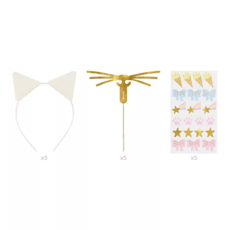 Cica füles hajpánt és bajusz szett (5 db)