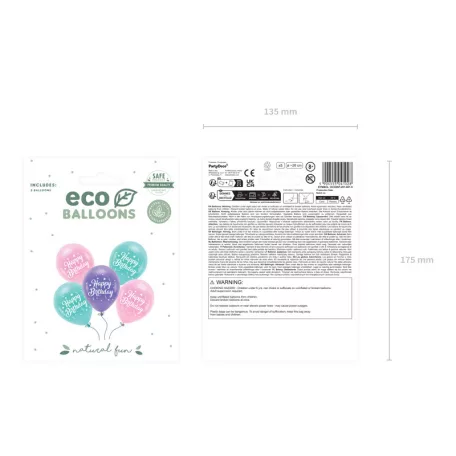 Eco Lufi 26 cm Happy Birthday rózsaszín (5 db)