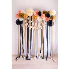 Rozetta papír dekoráció világos barack 20-30cm (3 db)