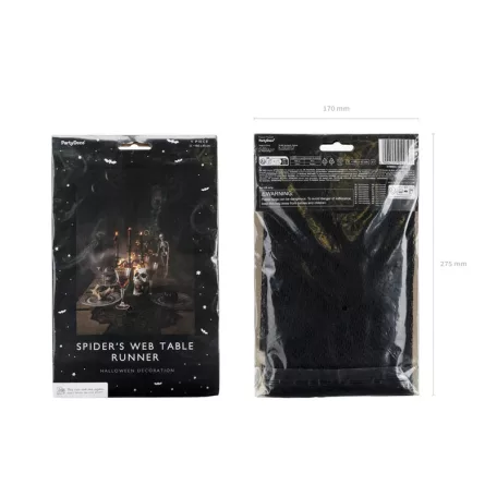 Pókhálós asztali futó fekete 185x45 cm (1 db)