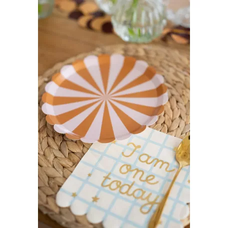 Papírtányér csíkos mintával - 21 cm (6 db)