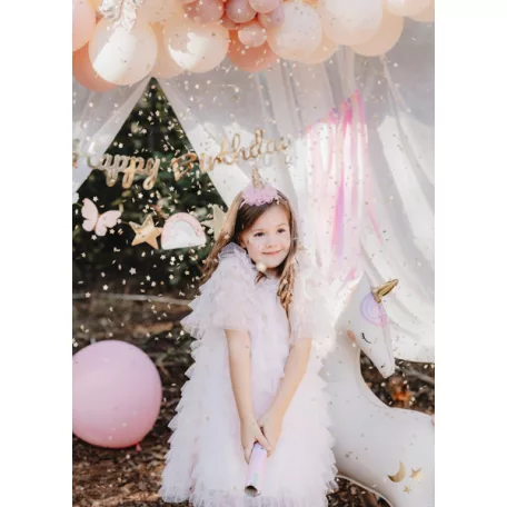 Konfettiágyú arany csillagokkal 20 cm