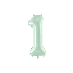   Szám fólia lufi ''1'' 72cm pasztell zöld