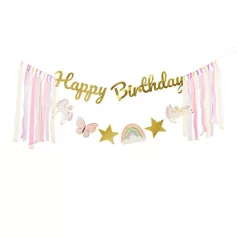 Unikornis Banner Happy Birthday