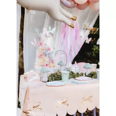 Rózsaszín papírterítő masnikkal 180 x 120 cm (1 db)