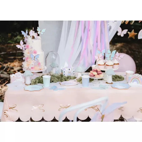 Rózsaszín papírterítő masnikkal 180 x 120 cm (1 db)