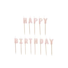   Születésnapi Gyertyák "Happy Birthday" paszetell rózsaszín