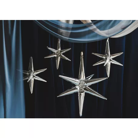 3D Csillag fólia lufi 50cm Ezüts