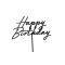 Akril tortadísz "Happy Birthday" felirattal – fekete