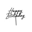 Akril tortadísz "Happy Birthday" felirattal – fekete