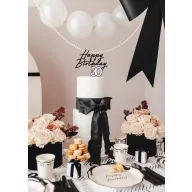   Akril tortadísz "Happy Birthday" felirattal – fekete