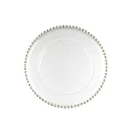 Gyöngyös Szélű Alátét Tányér – Átlátszó, 32 cm