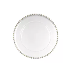 Gyöngyös Szélű Alátét Tányér – Átlátszó, 32 cm