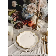 Gyöngyös Szélű Alátét Tányér – Átlátszó, 32 cm