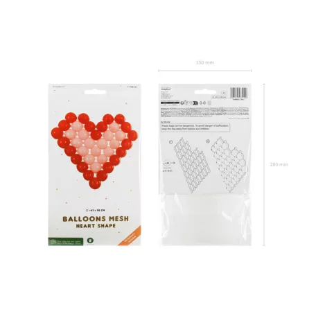 Szív alakú lufiháló – áttetsző műanyag