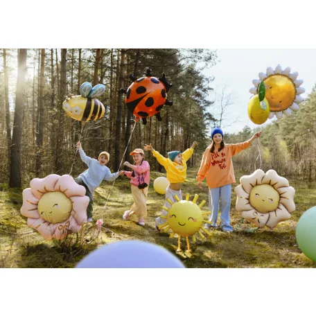 "Sétáló" fólia lufi virág – világos bézs