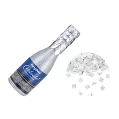 Pezsgősüveg konfetti ágyú – Ezüst