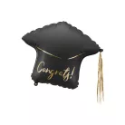 Fólia lufi – "Congrats!" diplomakalap, fekete-arany