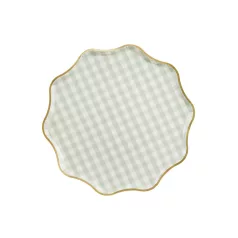 Kockás Papírtányér Arany Szegéllyel – zöld (6 db)