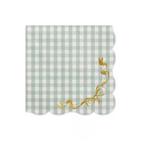 Kockás Papírszalvéta Arany Masnival (12 db)