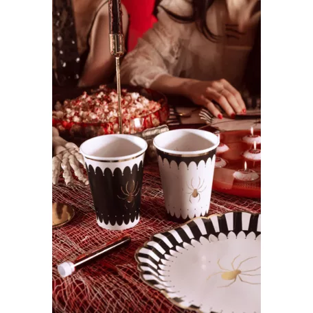 Halloween papírpoharak arany pókkal 400 ml (6 db)