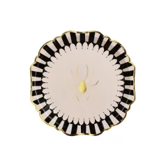 Pókos papírtányér arany mintával, 23 cm (6 db)