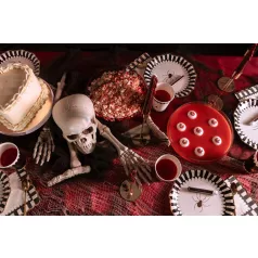 Pókos papírtányér arany mintával, 23 cm (6 db)