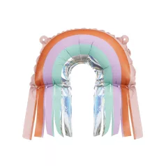 Szivárvány fólia lufi bojtokkal – 33 × 31cm (3 db)
