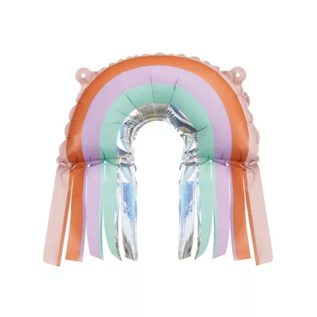 Szivárvány fólia lufi bojtokkal – 33 × 31cm (3 db)
