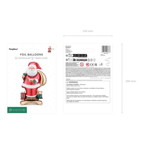 Álló fólia lufi – Mikulás (48,5 × 84 cm)