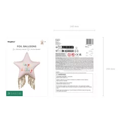   Csillag alakú Happy Birthday fólia lufi, rojtokkal 72x72 cm (1 db)