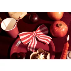 Masni formájú, piros-fehér csíkos szalvéta (12 db)