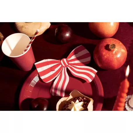 Masni formájú, piros-fehér csíkos szalvéta (12 db)