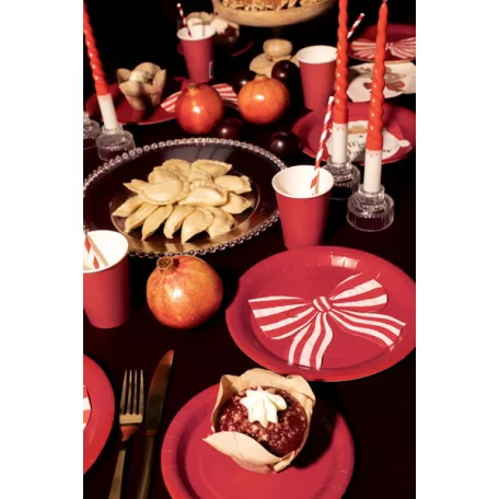 Masni formájú, piros-fehér csíkos szalvéta (12 db)