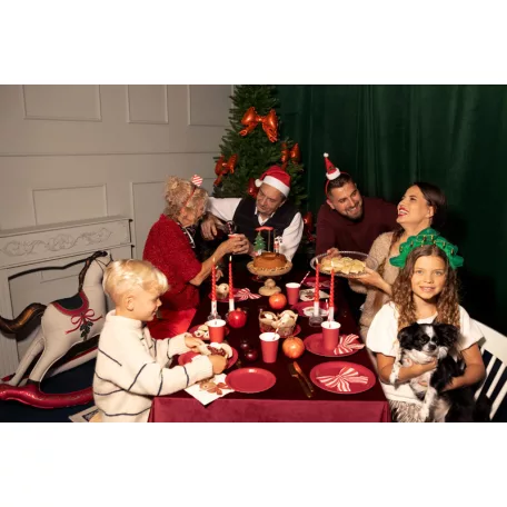 Masni formájú, piros-fehér csíkos szalvéta (12 db)