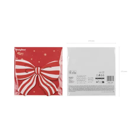 Masni formájú, piros-fehér csíkos szalvéta (12 db)