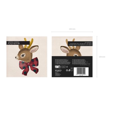 Karácsonyi papírszalvéta – Őzike mintával (12 db)