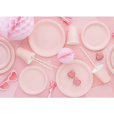 Papír tányér világos rózsaszín, 18 cm (6 db)