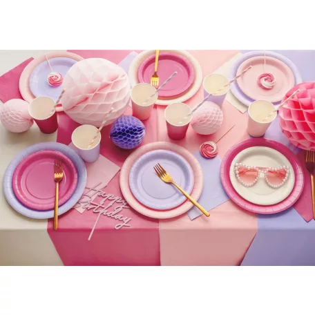 Papír tányér sötét rózsaszín, 23 cm (6 db)