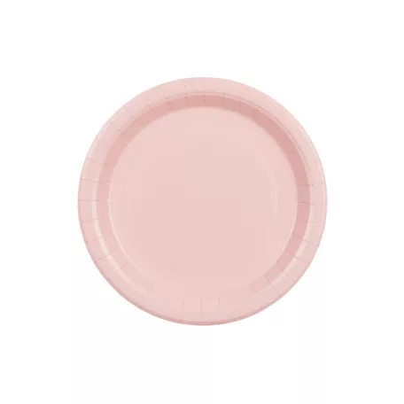 Papír tányér világos rózsaszín, 23 cm (6 db)