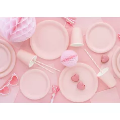 Papír tányér világos rózsaszín, 23 cm (6 db)