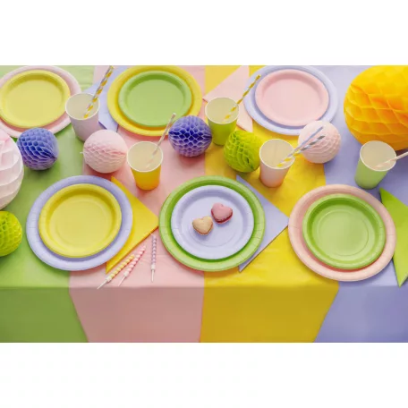 Papír tányér világos rózsaszín, 23 cm (6 db)