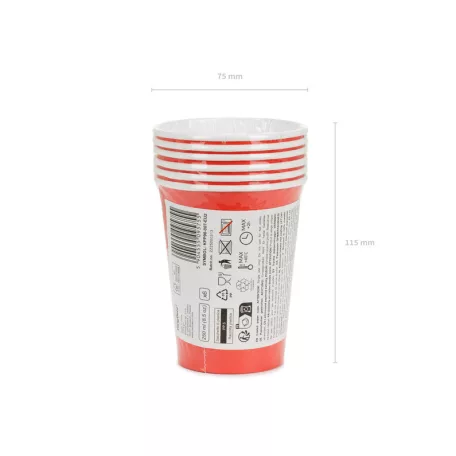 Papírpohár piros, 250 ml (6 db)