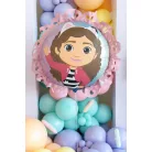 Gabi Babaháza (Gabby’s Dollhouse) rózsaszegélyes fólia lufi 52x52 cm (1 db)