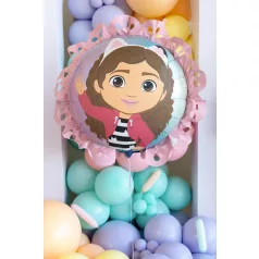   Gabi Babaháza (Gabby’s Dollhouse) rózsaszegélyes fólia lufi 52x52 cm (1 db)