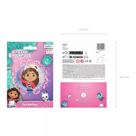 Gabi Babaháza (Gabby’s Dollhouse) rózsaszegélyes fólia lufi 52x52 cm (1 db)