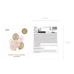   Pasztell szülinapi lufi szett 30 cm – Happy Birthday, bézs mix (6 db)