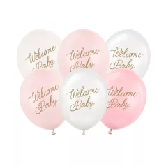   Pasztell lufi szett "Welcome Baby" rózsaszín (6 db)